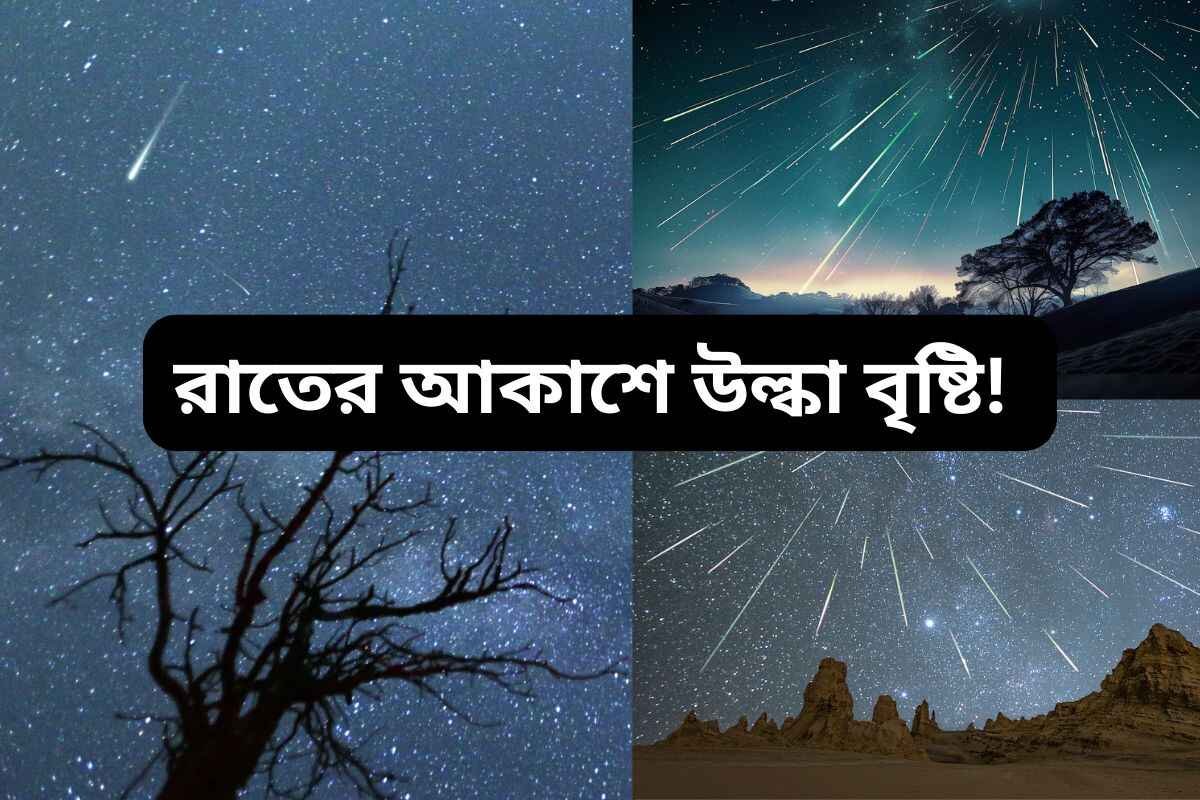 Meteor shower at the dark